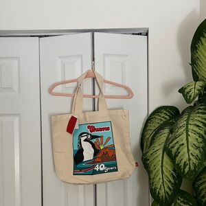 Chums Cream Tote Bag with Penguin Design